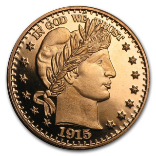 1 Unze Copper Round Barber Half Dollar 999,99 AVDP