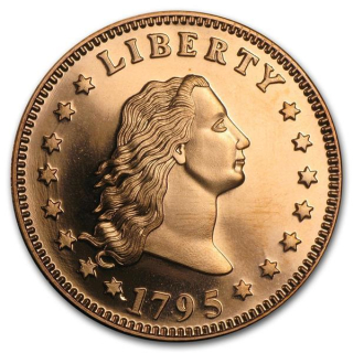 1 Unze Copper Round Flowing Hair Dollar 999,99 AVDP