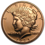 1 Unze Copper Round Peace Dollar 999,99 AVDP