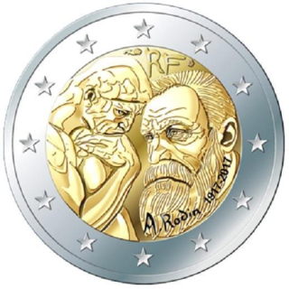 2 Euro Frankreich 2017 Auguste Rodin 2017 in Frankreich unc.