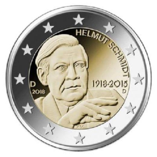 2 Euro Deutschland 2018 Helmut Schmidt  Mz. D (München)