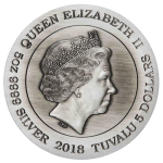 Tuvalu 5 Unzen Silber 2018 Drache - Chinesische Fabelwesen - 5 Dollar Antique Finish Silber