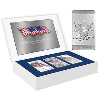 3 x 1 Oz CuNi, Flags Of America Commemorative Coin Set 2010 USA BU