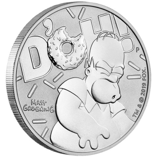1 Oz Silber Tuvalu Homer Simpson 2019 BU 1AUD