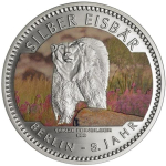 1 Oz Silber Eisbär 2019 Berlin in Coincard coloriert