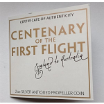 2 oz Australien 2019 - Antique Finish - 1.Flug nach England mit rotierendem Propeller - 2 AU$