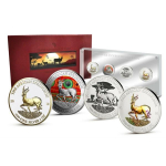 4 x 1 Unze Silber Springbock 2018 Gabun Prestige Set