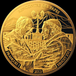 Togo 2013 100 Francs Treffen der Päpste vergoldet