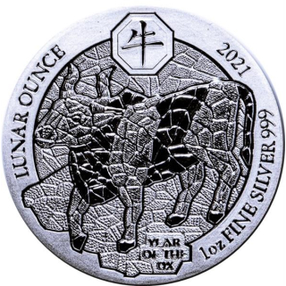 AURINUM*TOP*ANGEBOT* 1 oz Ruanda 2021 Proof -  Ochse Jahr des Ochsen - Lunar Ounce - 50 RWF