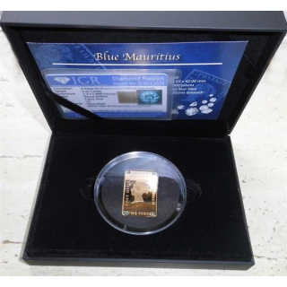 1 Unze Silber Ghana Blaue Mauritius 2020 mit 4 Diamanten  Feingehalt 999 5 Cedis 2020