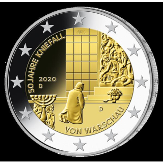 2 Euro Set Deutschland 2020 Kniefall von Warschau Mz. D (München)